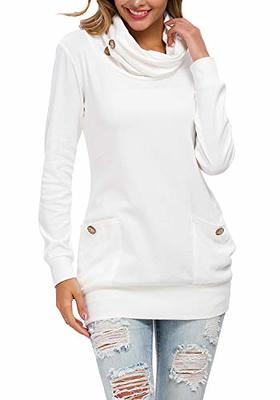 levaca Womens Blouse Long Sleeve Cowl Neck Sweatshirts Tunic Tops for  Leggings Blouse Shirt Hoodie Pullover White XXL V02 - Yahoo Shopping