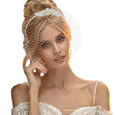 1pc 1920s Flapper Fascinator Mesh Veil Headband Bridal Wedding Tea