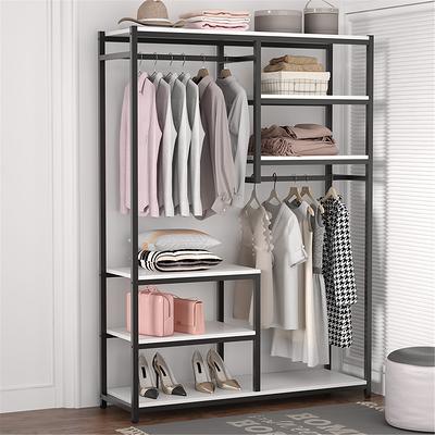 Free-standing Closet Organizer , Double Hanging Rod Clothes Garment Ra