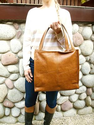 Simple Shoulder Bag, Cognac Leather Hobo Large Leather Tote,, Every Day Bag,  Women Brown Slouchy Bag - Yahoo Shopping