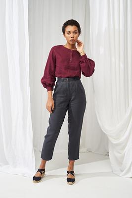 High Waisted Linen Pants Ginger, Tapered Pants, Linen Pants For