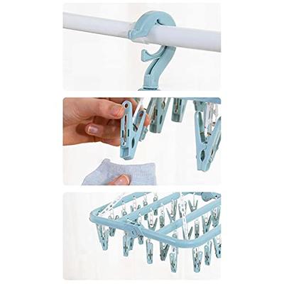 Foldable Clothes Dryer Rack Lingerie Hangers With 32 Clips For