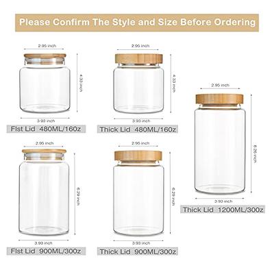 JuneHeart 24 PCS Glass Spice Jars with Bamboo Lids and 303 Clear,White