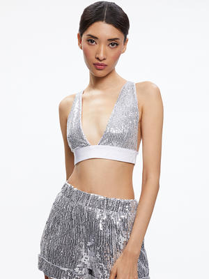 alice + olivia ERA SEQUIN EMBELLISHED BRA TOP - Yahoo Shopping