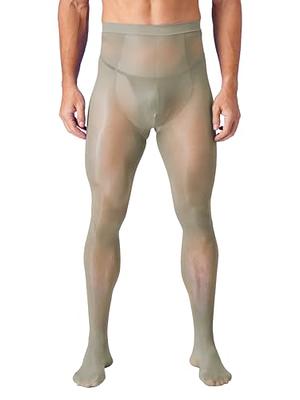 Jugaoge Mens Shiny Compression Long Pants Bulge Pouch Tights