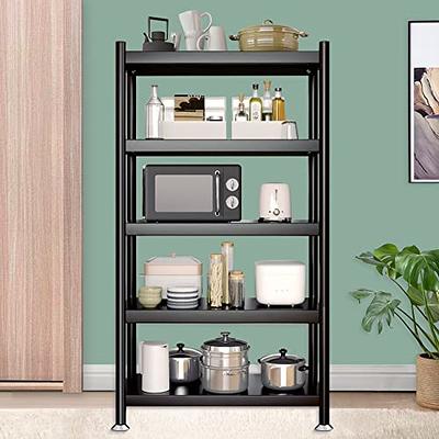 NAIYUFA Kitchen Bakers Rack with Baskets,5-Tier Kitchen Utility Storage  Shelf with Hooks, Microwave Oven Stand Rack, Free Standing Kitchen Shelf