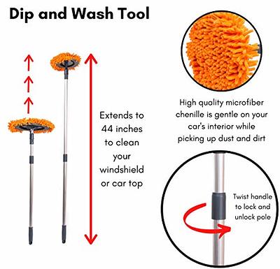 Birdrock Home 6pc Car Wash Kit - Microfiber Cleaner - Tire Wheel Brush - Sponge - Duster - Extendable Cleaning Tool - Detailing Set - Guy Gifts - Car