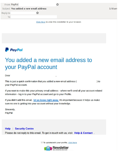 MailGuard warning about 'legitimate' PayPal email scam