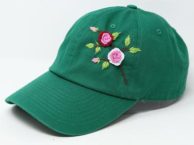 Wash Cotton Baseball Cap, Large Hand Embroidered Flower Hat, Curved Brim Baseball Hat, Colorful Summer Cap