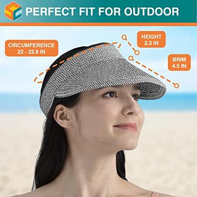 SUN CUBE Sun Visor Hat Women, Beach Hat Wide Brim Straw Visor UV