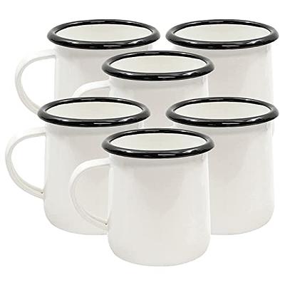 Camp Mug - Enamel Covered Steel Coffee Mug - Black and White