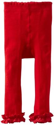 Jefferies Socks Baby Girls' Pima Ruffle Footless Tight, Red, 18 24