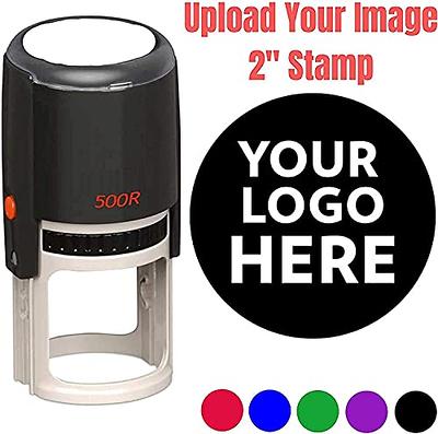 2 Logo Stamp - Custom Stamp - Personalized Business Stamp Self-Inking  Black Red Blue Black Ink - Custom Round Text Business Stamp Large 2 Inch  Stamper - Yahoo Shopping