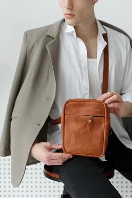 Exception Goods Man Purse Crossbody Leather, Mens Shoulder Bag Leather Messenger Bag for Men