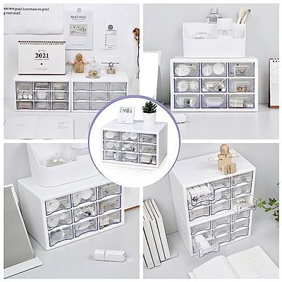 FODIENS Desk Storage Organizer with 12 Mini Drawers, Clear Desktop