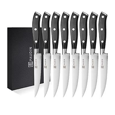 PAUDIN Steak Knives Set of 8, Steak Knives 4.5 Inch, High Carbon Stainless  Steel Serrated Steak Knife Set with Full Tang Forged Blade & ABS Handle,  Dinner Knives Black - Yahoo Shopping