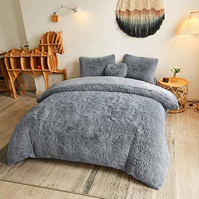 5Pcs Plush Fluffy Bedding Duvet Cover Set Faux Fur Velvet Fluffy Bed Sets  Luxury Ultra Soft Fuzzy Comforter Cover (…