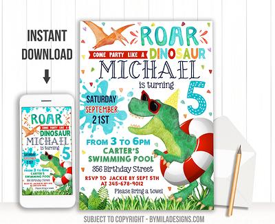 Dinosaur Birthday Party Sign Template Editable (Instant Download