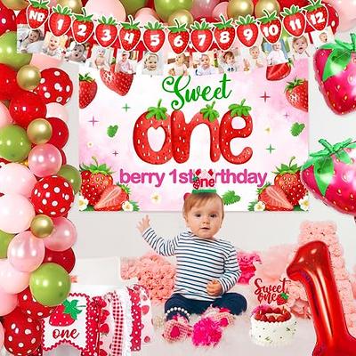 Vansolinne Strawberry First Birthday Decoration Berry First Birthday Party  Set Balloons Backdrop Sweet One Party Supplies Photo Backdrop Banner
