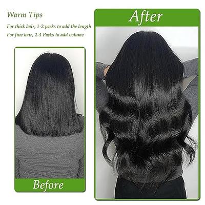 Full Shine Jet Black Clip in Hair Extensions Straight Hair Pieces 16inch  100% Human Hair Extensions Clip Ins Real Remy Hair Brazilian Hair 100g 