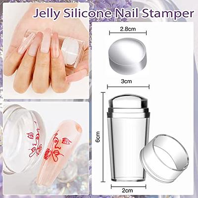 Nail Stamp Kit - Biutee Nail Art Stamping Plate Kit Jelly Silicone Stamper  Nail Design Stencils Printer Scraper Storage Bag Tool Set StampTemplate  with Flower Line Series 2