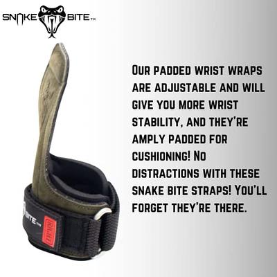 Snake Bite Elite Dead Lifting Straps, Weight Lifting Suede Leather Wrist  Straps, Adjustable Padded Wrist Support Bodybuilding Straps, Padded  Workout Straps for Gym