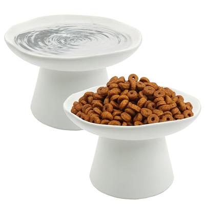 COMESOON Cat Bowls, Upgraded 13 oz Ceramic Elevated Cat Food Bowls for Food and Water, Raised 2 Cat Dishes with Stainless Steel Stand