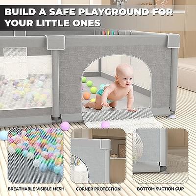 COLIBEN Baby Playpen with Folding Mat, 71 X 59 X 26.5 Playpen for Babies  and Toddlers with Zipper Gate Anti-Slip Suckers, Safety Baby Playard Fence