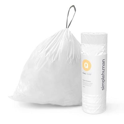 Plasticplace 16.5 in. x 18 in., 2.6 gal. White Drawstring Trash Bags simplehuman Code R Compatible (200-Count 2-Pack)
