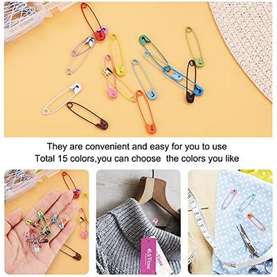 KINBOM 300pcs 32mm Colored Safety Pins, 15 Colors Metal Safety Pins for Art  Craft Sewing and Jewelry Making