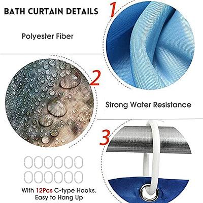 4PCS Mushroom Butterfly Flower Shower Curtain Set with Non-Slip Rugs,  Toilet Lid Cover and Bath Mat, Moon Stars Shower Curtain with 12 Hooks,  Durable