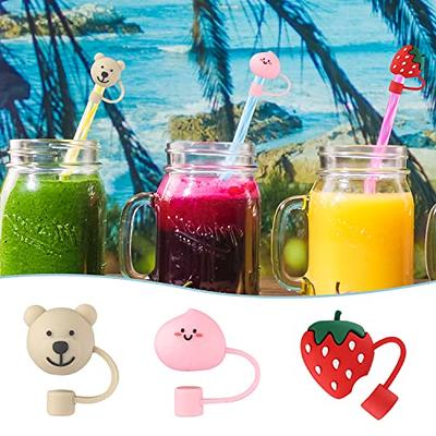 6 Pcs Straw Covers Cap Silicone Straw Tips Covers Reusable Drinking Straw Toppers Cute Dust-proof Straw Plug for 6-8 mm Straws Outdoor Home Kitchen