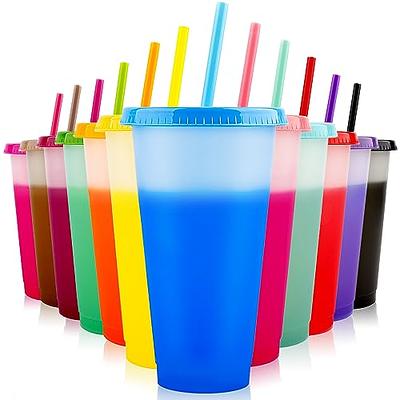 Soccer Day Decorations Color Changing Cups with Lids and Straws 24 oz  Plastic Tumblers Bulk Reusable