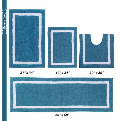 17 X 24  20 X 20 Griffie Collection Blue & Gray 100% Polyester  Rectangle Bath Rug - Better Trends : Target