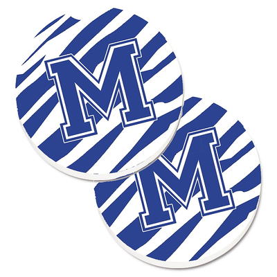 Carolines Treasures CJ1034-MCARC Monogram Initial M Tiger Stripe Blue and  White Set of 2 Cup Holder Car Coasters , - Yahoo Shopping