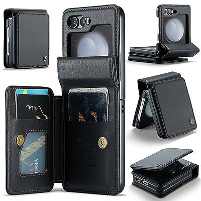 Leather Case for Samsung Galaxy Z Flip 5 Premium PU Leather Wallet Flip  Phone Case Cover with [Kickstand]&[3 Card Slots]&[Zipper  Pocket]&[Adjustable Strap],for Samsung Z Flip 5