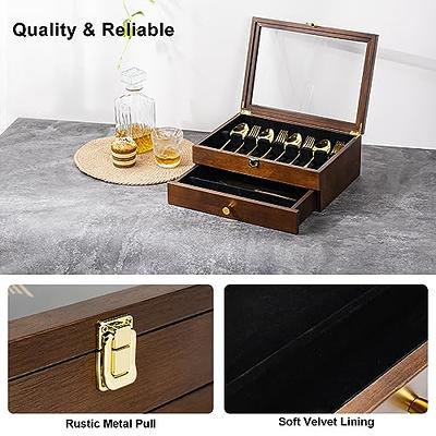 Yoimori Fine Silverware Box with Glass Lid, 2-Layer Wooden Silverware Chest  with Drawer, 14.5×10.6 Inches Luxury Style Decor Flatware Storage Case for  Home&Restaurant, Gift Idea (Walnut) - Yahoo Shopping