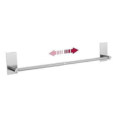 mDesign Stainless Adhesive Bathroom Towel Holder Bar/Rack- 2 Pack - Stone  Gray