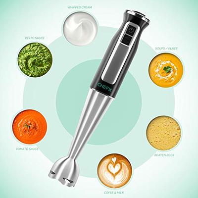 CHEFX 5-in-1 Immersion Blender - 9 Speed Ultra Powerful Stainless Steel Hand  Mixer for Kitchen - Electric Handheld Stick Frother -  Chop/Grind/Whisk/Froth/Blend - Turbo Mode - Food Grinder + Container -  Yahoo Shopping