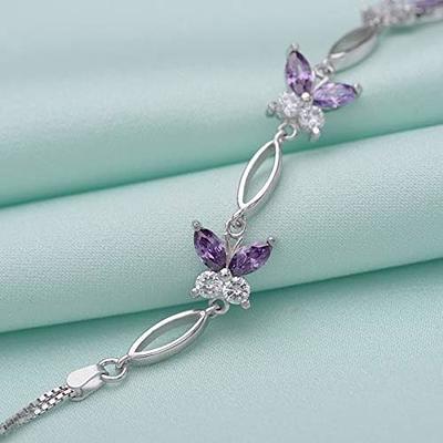 925 Sterling Silver Butterfly Bracelet - Adjustable Double Chain Butterfly Bracelet
