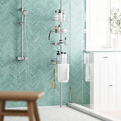  Corner Shower Caddy Tension Pole: Rust Proof 4Tier Shampoo  Storage Organizer for Inside Shower - Telescoping Rod Shower Rack for  Bathroom and Bathtub - Restroom Floor Standing Bath Rack Holder 