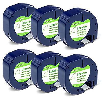 Labelife 6-Pack Label Tape Replacement for DYMO LetraTag Refills