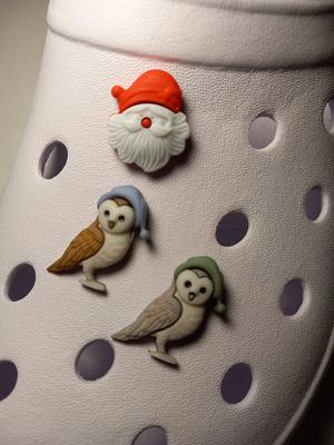 Shoe Charms For Rubber Clogs - Owls & Santa Christmas, Owl, Claus