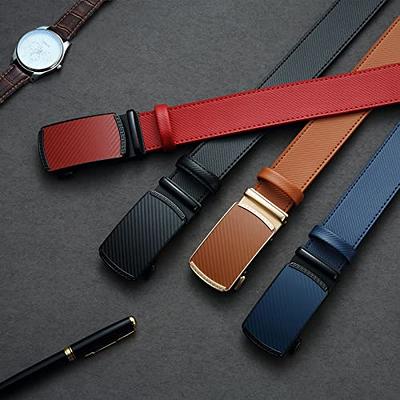 Dubulle Designer Ratchet Belt for Men Leather Fashion Adjustable Automatic Buckle Sliding Removable Dress Casual