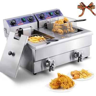 3.2 Quart Electric Stainless Steel Deep Fryer with Timer - Costway