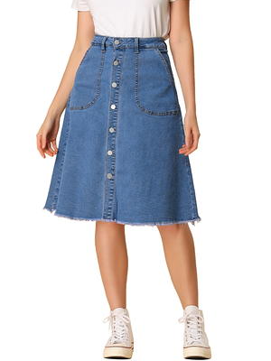 Unique Bargains Women's Plus Size Button-Front A-Line Slit Pocket Mini  Denim Skirts - Yahoo Shopping