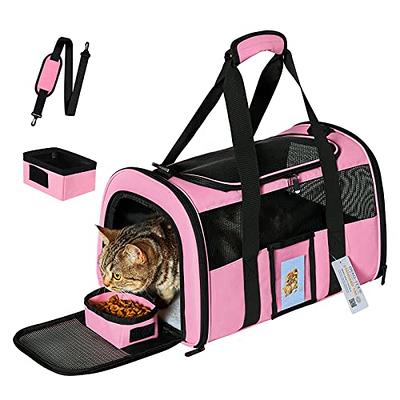 Cat Carriers for Large Cats Up to 20 lbs, Pet Cat Carrier with A Bowl Airline Approved Collapsible Soft-Sided Cat Carrier for Small Medium Cats Dogs