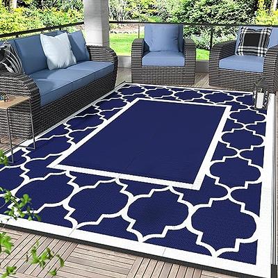 MontVoo-Outdoor Rug Carpet Waterproof 9x12 ft Reversible Patio RV