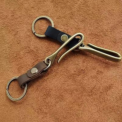 PH PandaHall Fish Hook Keychain, Brass Key Ring Golden Solid U Shape Key  Hook Belt Keyring