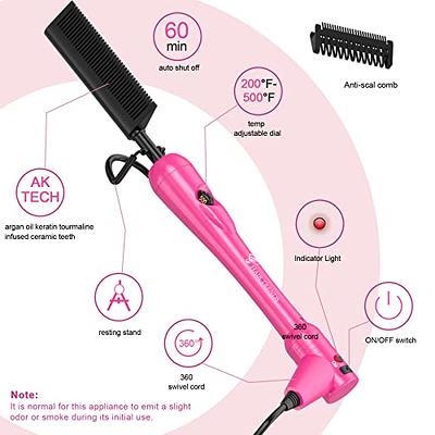 Electric Hot Comb for Wigs,Hot Comb Electric, Straightening Comb,Pink Hot  Comb, Plug in Hot Comb,Hot Comb Hair Straightener for Black Hair,Hot Hair